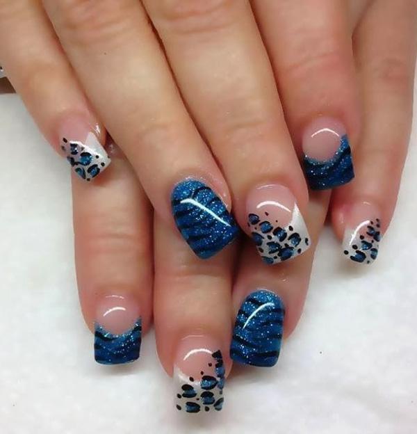 Μπλε λεοπάρδαλη nail art-2