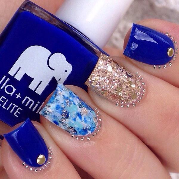 Μπλε και glitter nail art-38