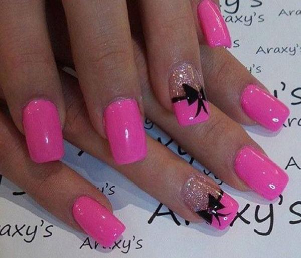 Pink Bow Nail Designs