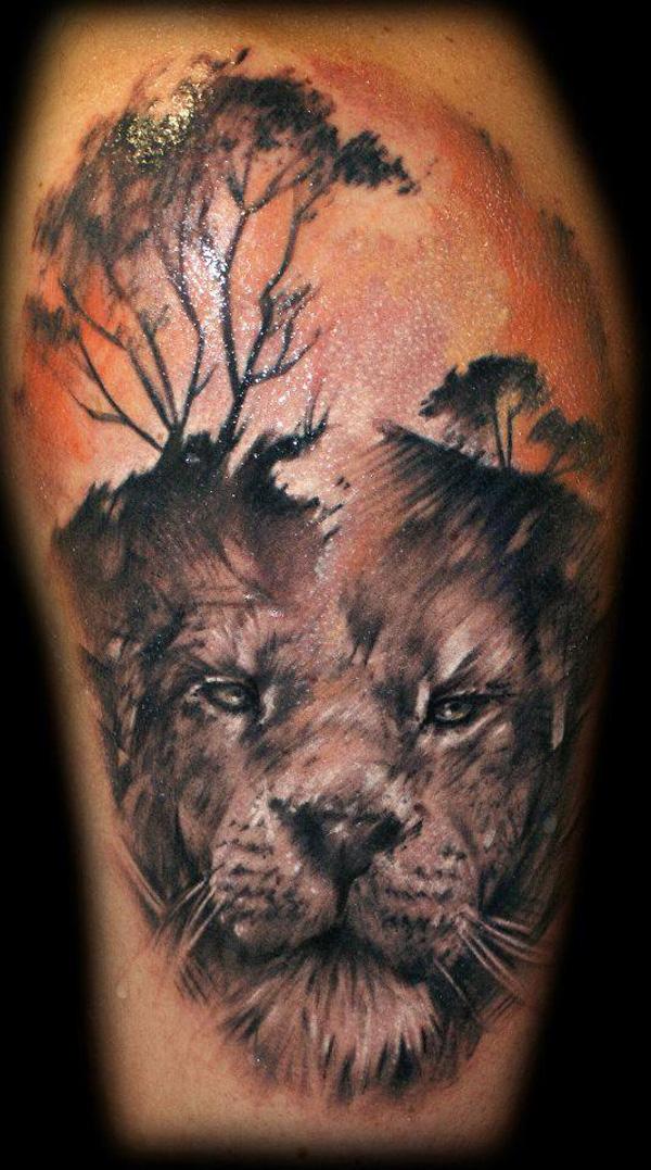 Afrikansk løve tatovering