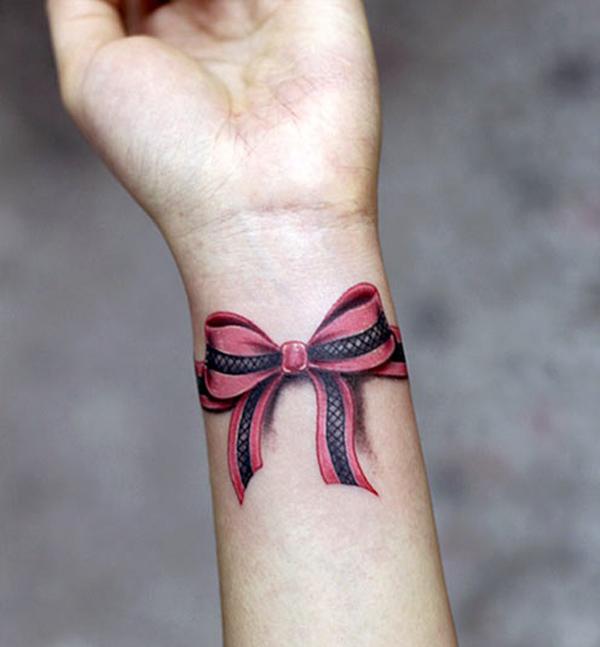 Ρεαλιστικό τόξο από τατουάζ κορδέλας σε τρισδιάστατο εφέ