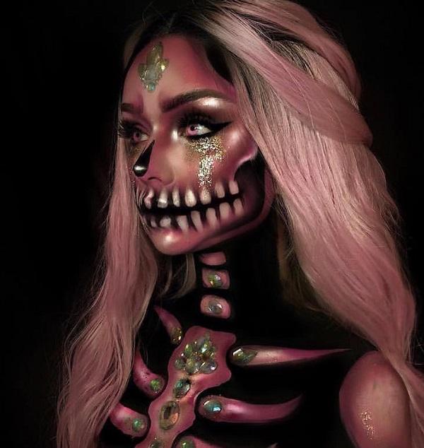 Skeleton Lady Halloween -meikki