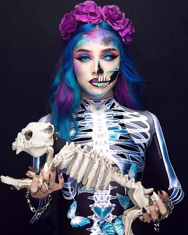 Skeleton Bride Halloween -meikki