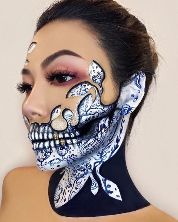 Ocean Skull Halloween -meikki