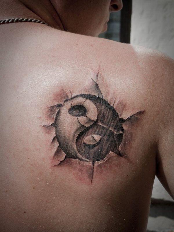 3D yin yang takaisin tatuointi miehille-17