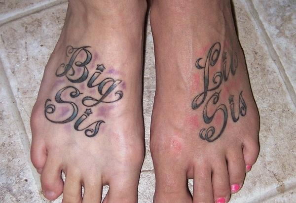 Matching sisar tatuoinnit jalka