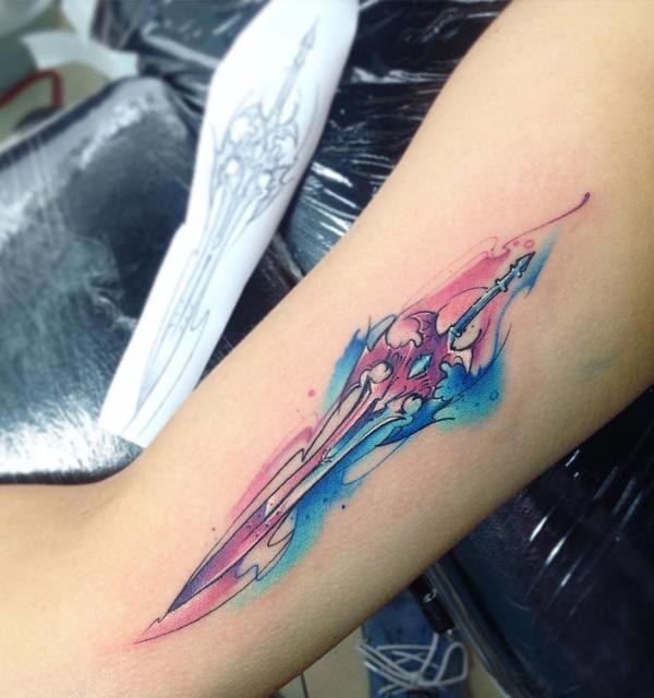 Akvarel sværd tatovering-29