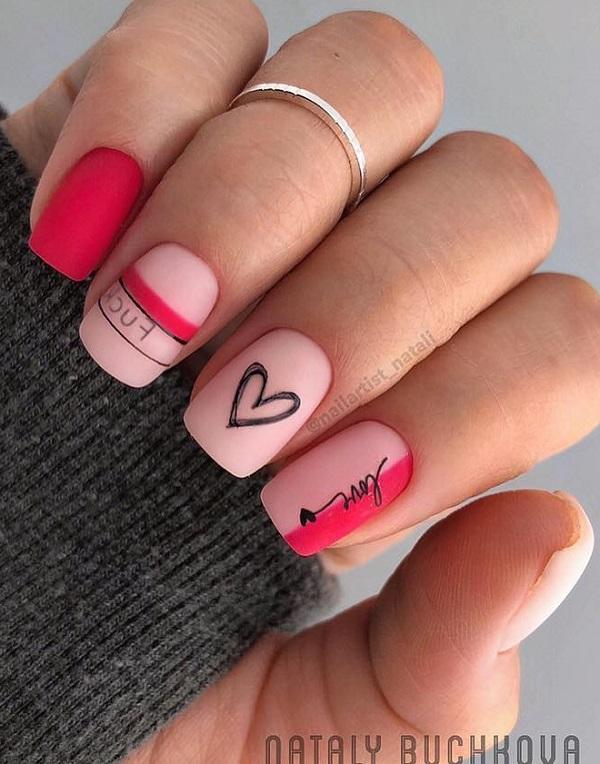sketchy heart nail art