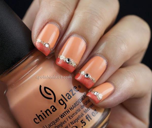Orange Metallic Manicure