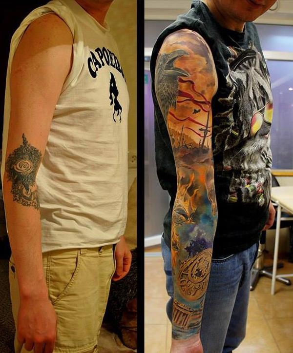 Farvet fuldærmet tatovering