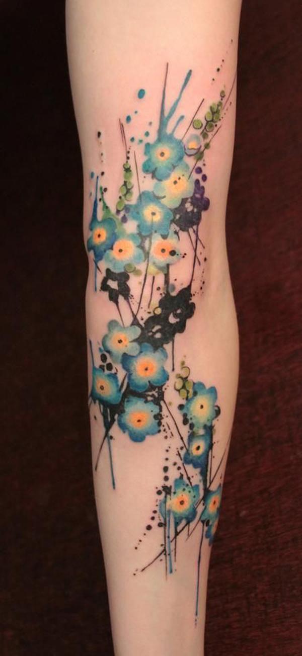 Ακουαρέλα μαργαρίτα λουλούδια τατουάζ