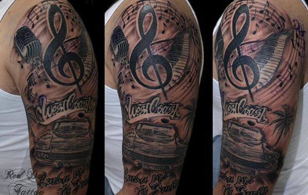 Μουσική WestCoast half Arm Tattoo
