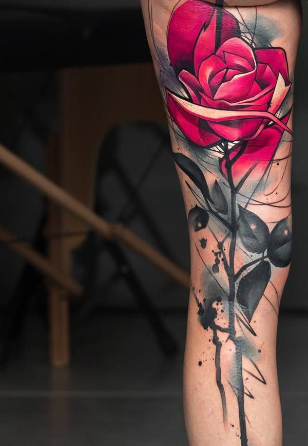 Rose rakkaus jalka tatuointi