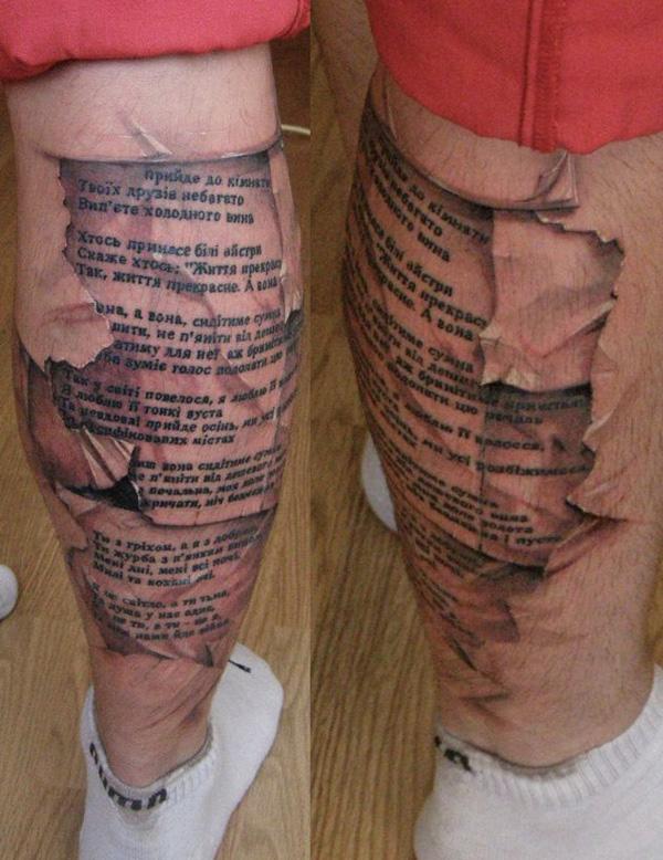 Rikki iho runo jalka Tatuointi