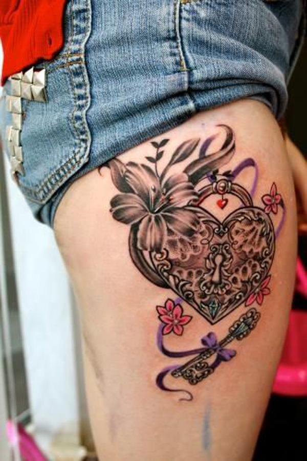 Sydän + avainjalkojen tatuointi