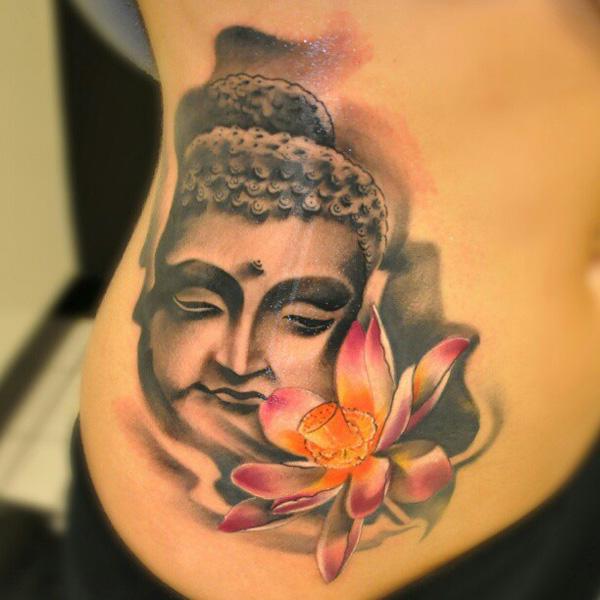 Ο Βούδας και τα λουλούδια Τατουάζ-1