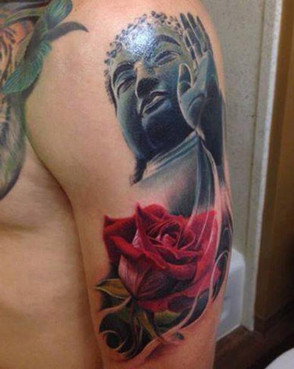 Βούδας και τριαντάφυλλο Τατουάζ-3