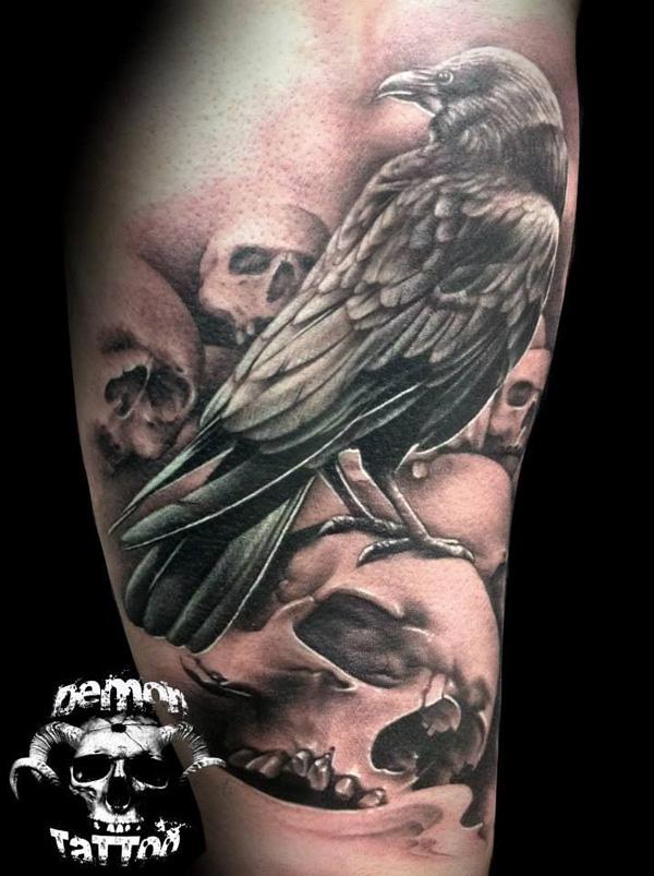 Raven and Skull Tattoo για άνδρες-2