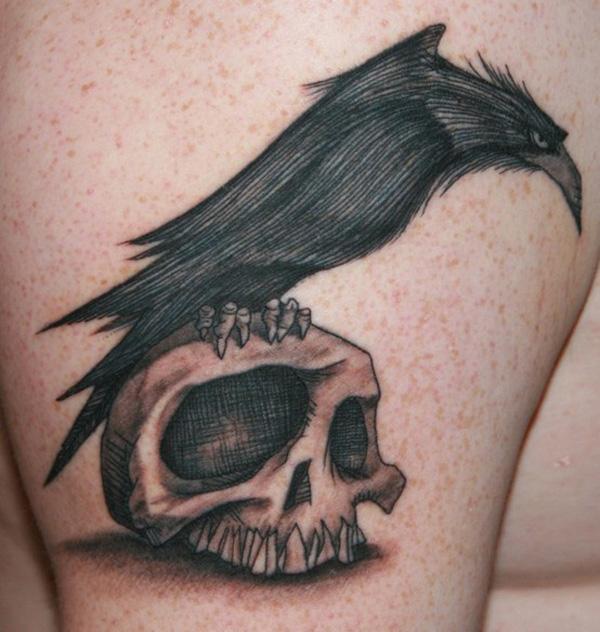 Raven and Skull Tattoo-19