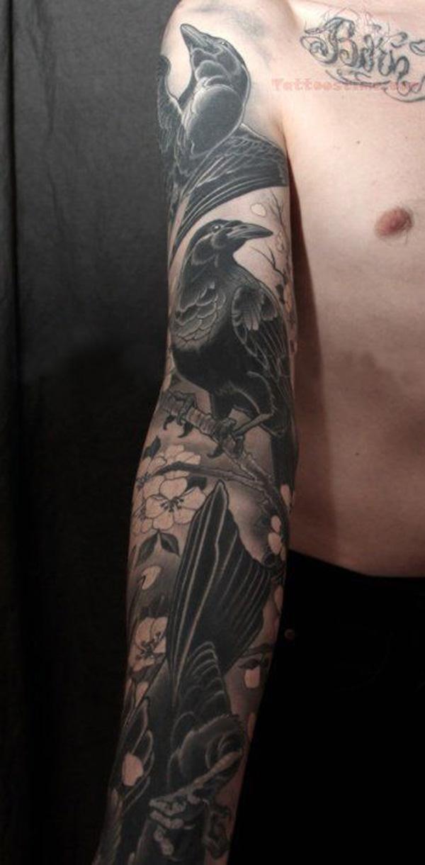 Raven Full Sleeve Tattoo-42