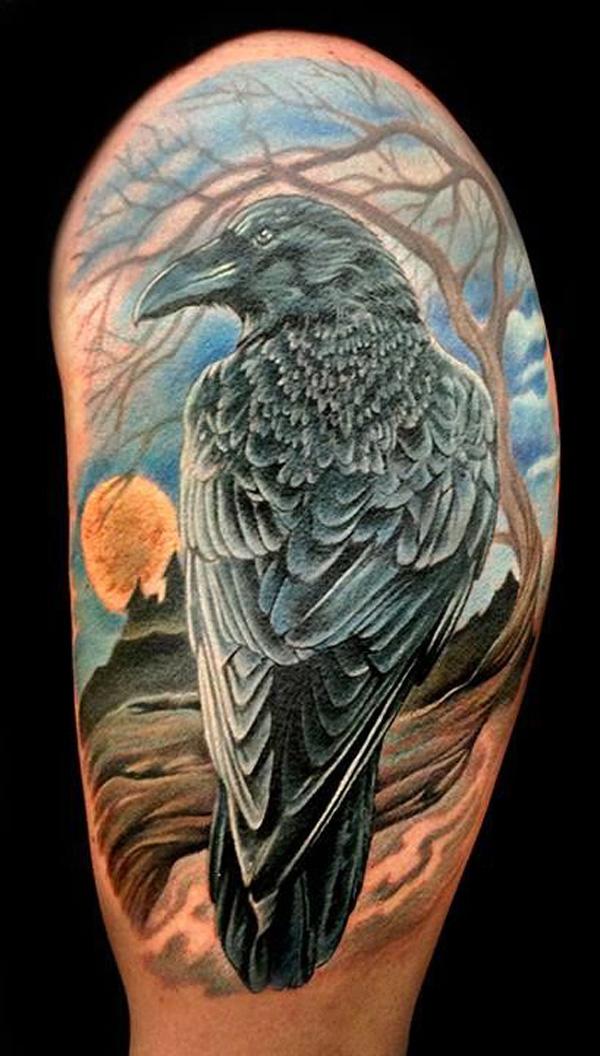 Raven Hlafsleeve Tattoo-11
