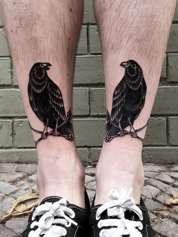 Raven on Ankle Tattoo-4