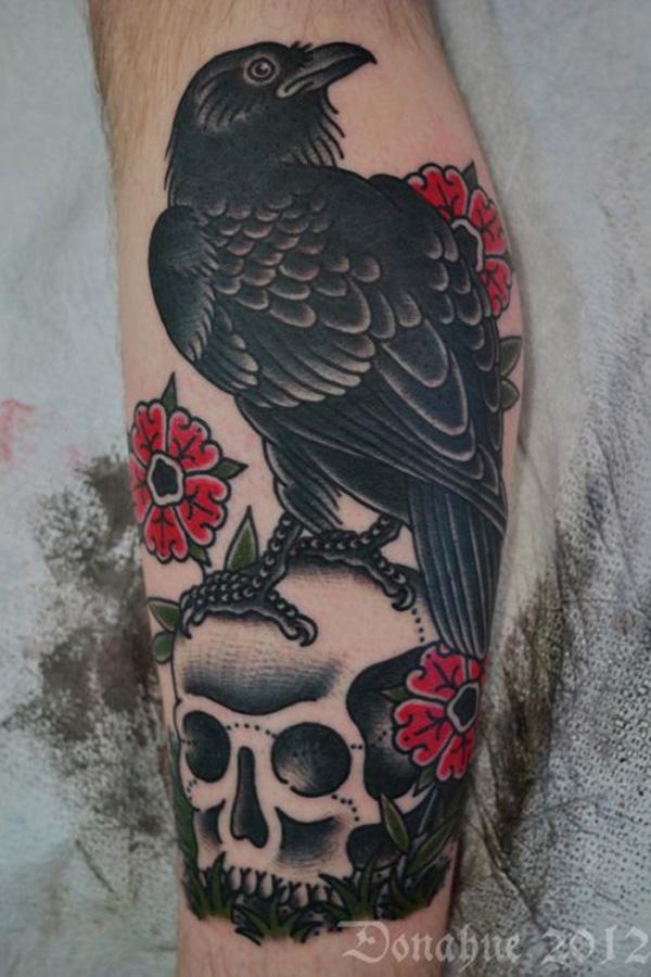 Raven Tattoo on Leg for Men-31
