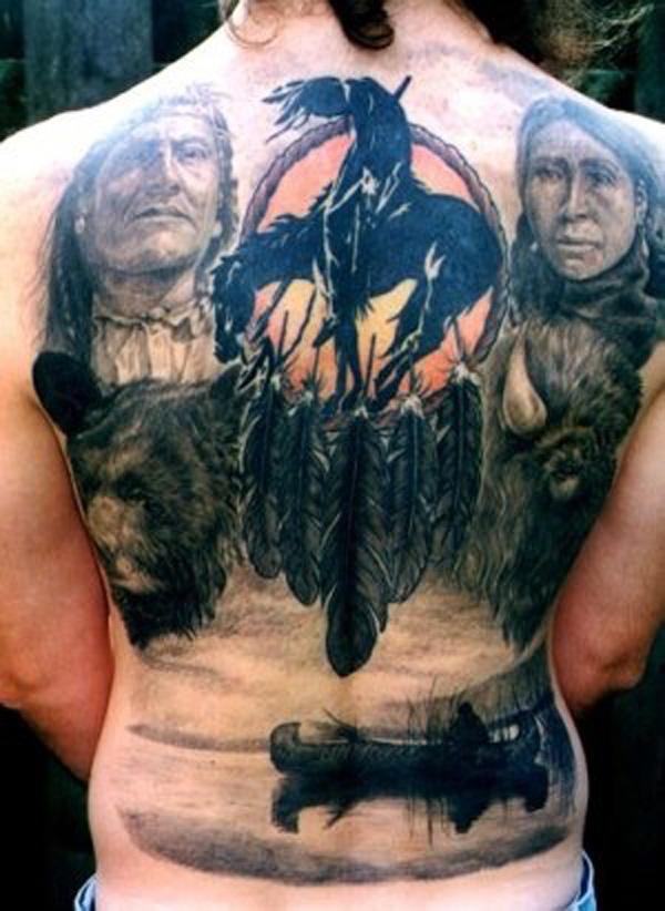 Indianer Helt Tilbage Tattoo-15