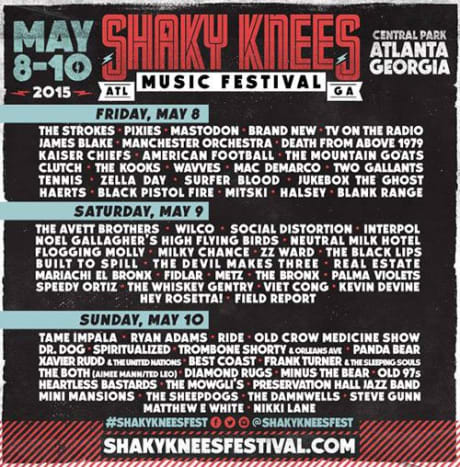 Shaky Knees - Atlanta, Georgia - 8. -10. Toukokuuta - On järkevää, että Atlantan Shaky Knees -musiikkifestivaali järjestetään keväällä. Kaupunkia ei kutsuta