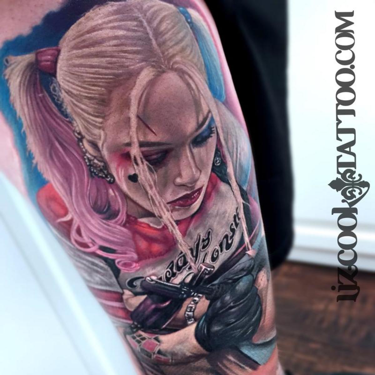 Harley Quinn Margot Robbie Liz Cook Tattoo Watermark