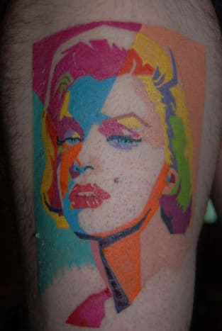 Popfarve Marilyn Monroe Tattoo