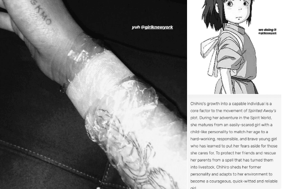 Instagram -tarinassaan Ariana esitteli tatuoinnin, jonka fanit ovat tunnistaneet Spirited Away -animen päähenkilöksi. Viime aikoina Grande on tehnyt sosiaalisen mediansa animesta, eikä meillä ollut aavistustakaan, että hän oli niin weeabo!