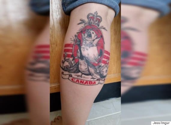 Το τατουάζ γιορτάζει τα 150α γενέθλια του Καναδά με αθλητή τον χρήστη του Reddit Jess. Φωτογραφία: Reddit.