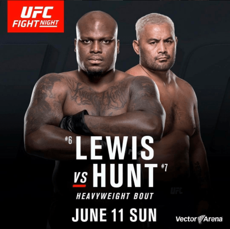 Φυλλάδιο UFC για τον Derrick Lewis εναντίον του Mark Hunt που κατεβαίνει στις 10 Ιουνίου 2017. Φωτογραφία: Mark Hunt/Instagram