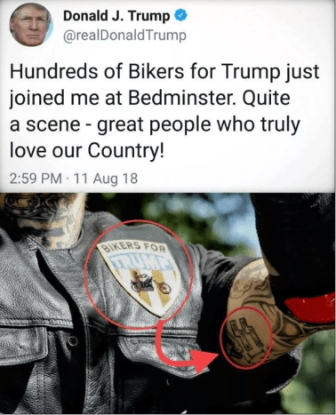 Postaus levisi äskettäin virukseen, jossa yhdistyvät Trumpin twiitti ja kuva, jossa on Biker For Trump ja