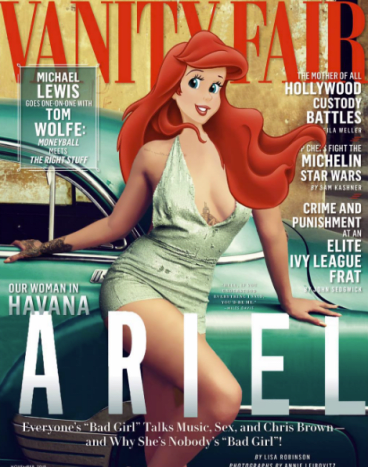 Ariel tager Rihannas sted på forsiden af ​​Vanity Fair november 2015.