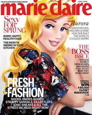 Η Aurora παίρνει τη θέση της Drew Barrymore στο εξώφυλλο της Marie Claire του Απριλίου 2016.
