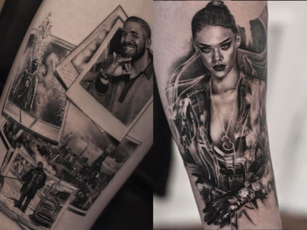 Foto via Instagram Rumor har det Drizzy fik et glimt af Bersekovs arbejde, da et indlæg af en tatovering med flere lignelser af Drake ramte Instagram. Inals arbejde er fremragende, og Drake kontaktede den belgiske kunstner for at gengive det nye portræt.