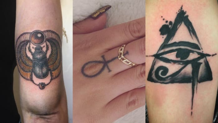Egyptiläiset symbolit tatuointikollaasi