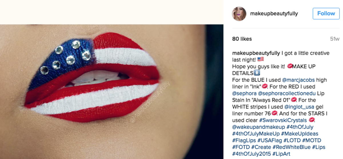 makeup smukt amerikansk flag læber