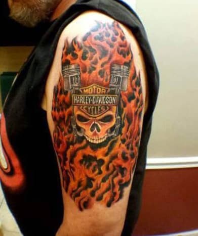 Se on helvetin kovan näköinen Harley Davidsonin tatuointi.