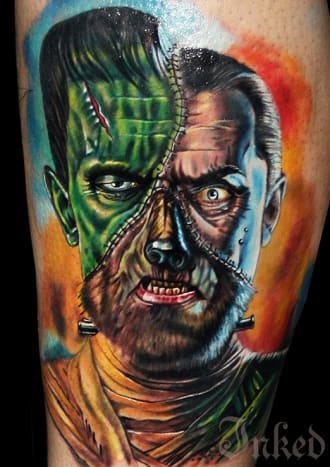 Carlox Angarita skabte denne tatovering, der blandede nogle af filmens største monstre.