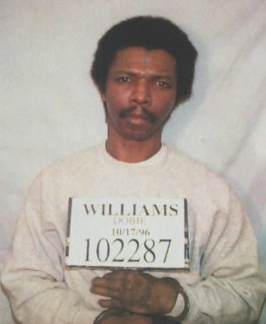 Foto via mordpedia I 1999 blev Williams henrettet af staten Louisiana for mordet på Sonja Knippers. Williams sidste måltid bestod af tolv slikstænger og is. Før døende sagde Williams,