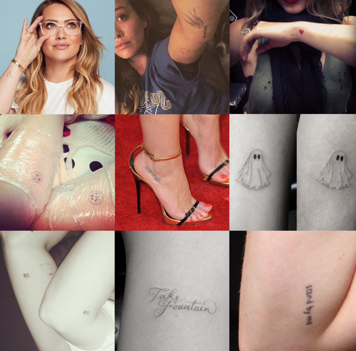 Jotkut Duffin tatuoinneista @hilaryduff Instagramissa.