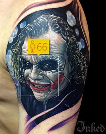 Vi ville ønske, at Heath Ledger (tatoveret her af Randy Engelhard som Jokeren) var i stand til at nå den modne alderdom.