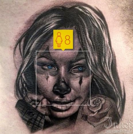 Noget fortæller os, at Big Gus ikke troede, at han lavede et portræt af en 8-årig, da han lavede denne tatovering.
