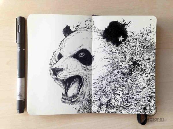 Black and White Cat Foot - Γνωστό και ως Panda - Uni Pin Fineliners