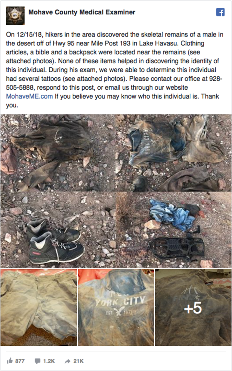 Lake Havasu City, Lake Havasu, arizona desert, Mohave County Sheriff, Mohave County, Tattoos Remain on Decomposed Body, Decomposed Body Found in Desert Arizona, Decomposed Body Found in Desert, υπολείμματα τατουάζ, τατουάζ μετά τον θάνατο, Mohave County Medical Examiner, Hwy 95 Mile Post 193, έγκλημα της Αριζόνα