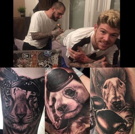 Kuva: Alberto Moreno/Instagram.Moreno julkaisi kollaasin uusista tiikereistään, pandakarustaan ​​ja koiran tatuoinneistaan ​​Instagramissa aiemmin tässä kuussa. Kuvateksti: 