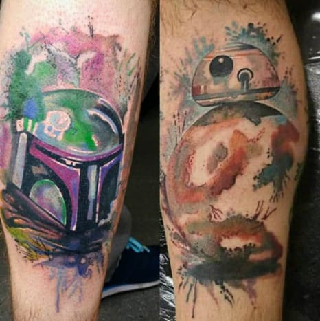 Rakasta akvarellityötä BB-8: ssa täällä Paul Naylor. Syy siihen, miksi Boba Fett Naylor on tatuoitu, on toiveajattelua, että palkkionmetsästäjä palaa.